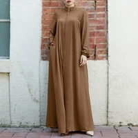 retro long sleeve muslim dresses fashion long holiday shirt dress casual abaya hijab dresses vestido zipper long maxi robe s