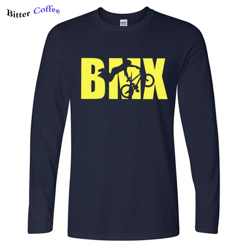 Осень с графическим принтом BMX найти велосипедные шлемы для мотокросса футболка в стиле хип-хоп Уличная одежда с длинным рукавом Футболка - Цвет: 7