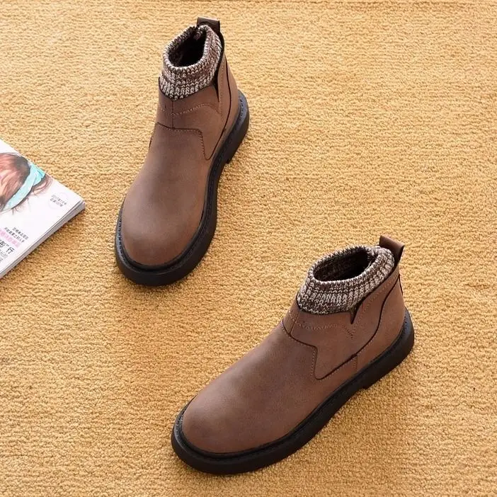 

Новые женские Ботинки Martin больших размеров 35-41, ботильоны с толстой подошвой, зимние ботинки, женская обувь из искусственной кожи с высоким ...