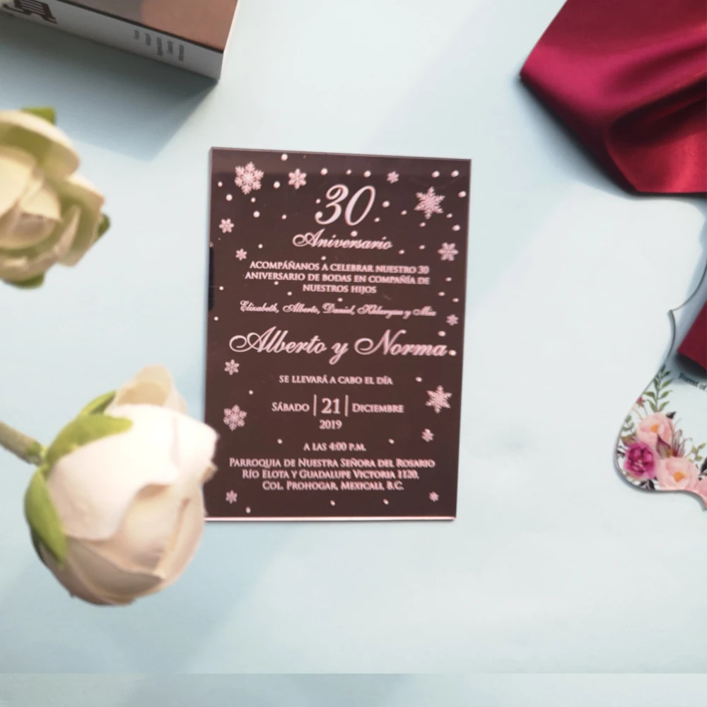 Розовое золото зеркало Акриловая Карта плексиглас transparet|Открытки и приглашения|