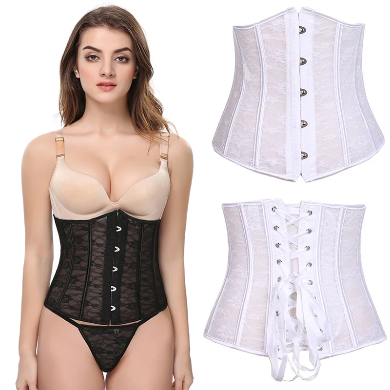 

Sexy Corset Underbust Women Gothic Corset Top Curve Shaper Modeling Strap Slimming Waist Belt Lace Corsets Bustiers Black White
