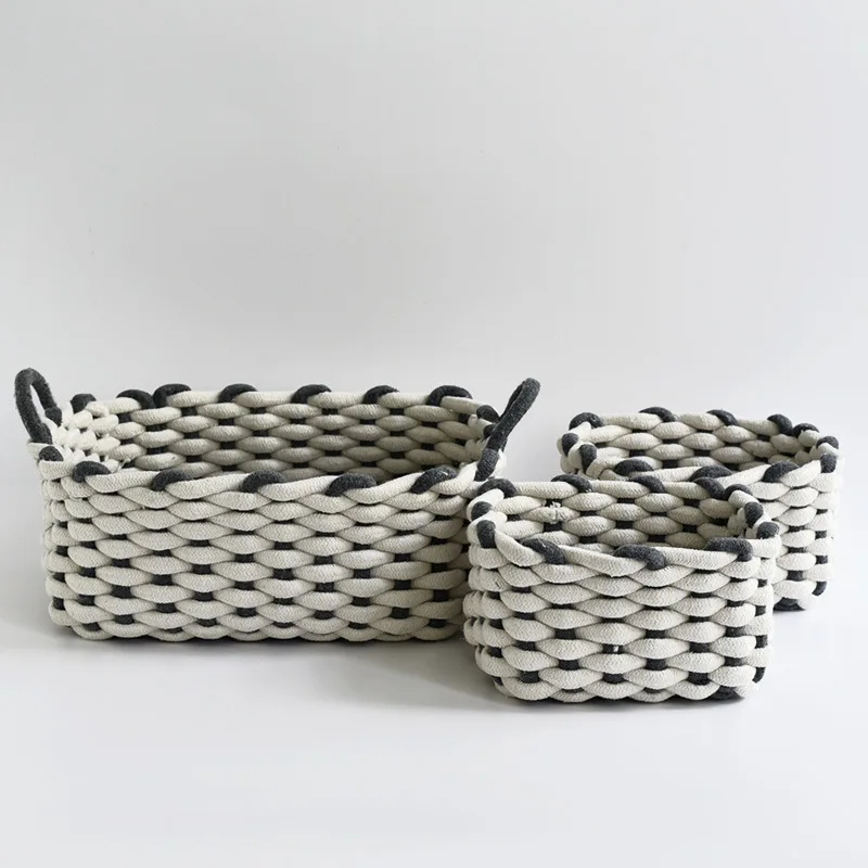 2019 скандинавские 3 шт./компл. плетеная корзина смелый хлопок Плетенный из веревки