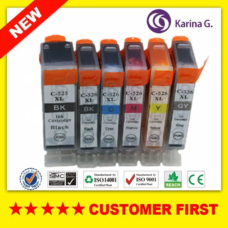 Совместим с чернильным картриджем Canon PGI525 CLI526 PGI 525 для PIXMA MG6150 MG6250 MG8150 MG8250 и