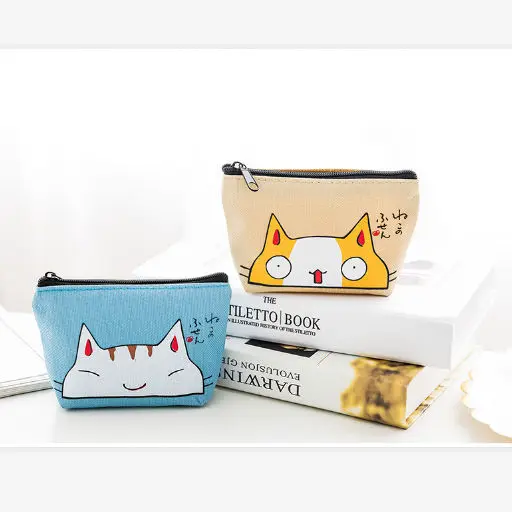 Милый кошелек для монет девочек клатч на молнии сумка ключей мини с мультяшным