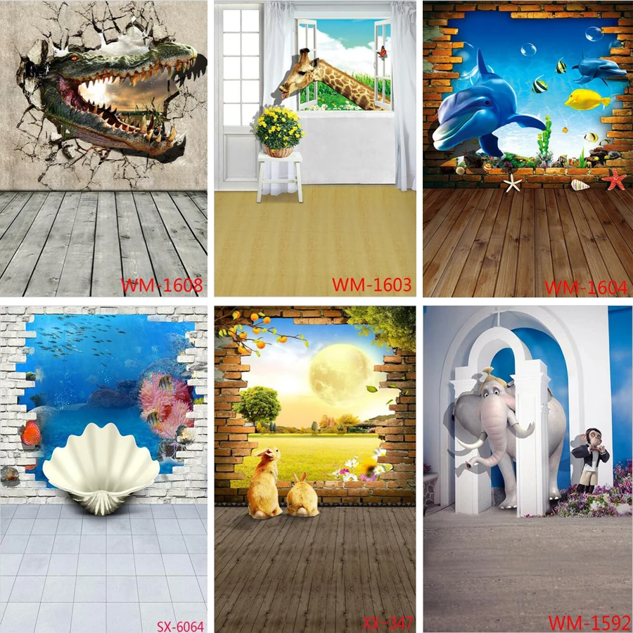 Реквизит для фотосъемки 3D принтер помещений деревянный пол фон Мультяшные