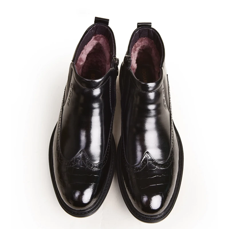 Мужские ботинки челси из натуральной кожи ZFTL черные теплые воловьей в британском