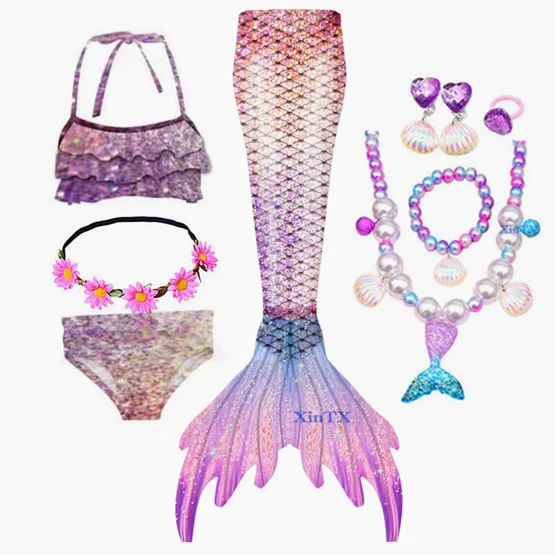 Детский купальный костюм с хвостом Русалочки косплей-костюм для праздника