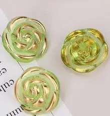 10pcs 10pcs Crystal Buttons Candy Color Gold Edge Clear Rose Flower Acrylic Buttons for Decoration Handmade Craft Sewing Accessories - Цвет: 10pcs