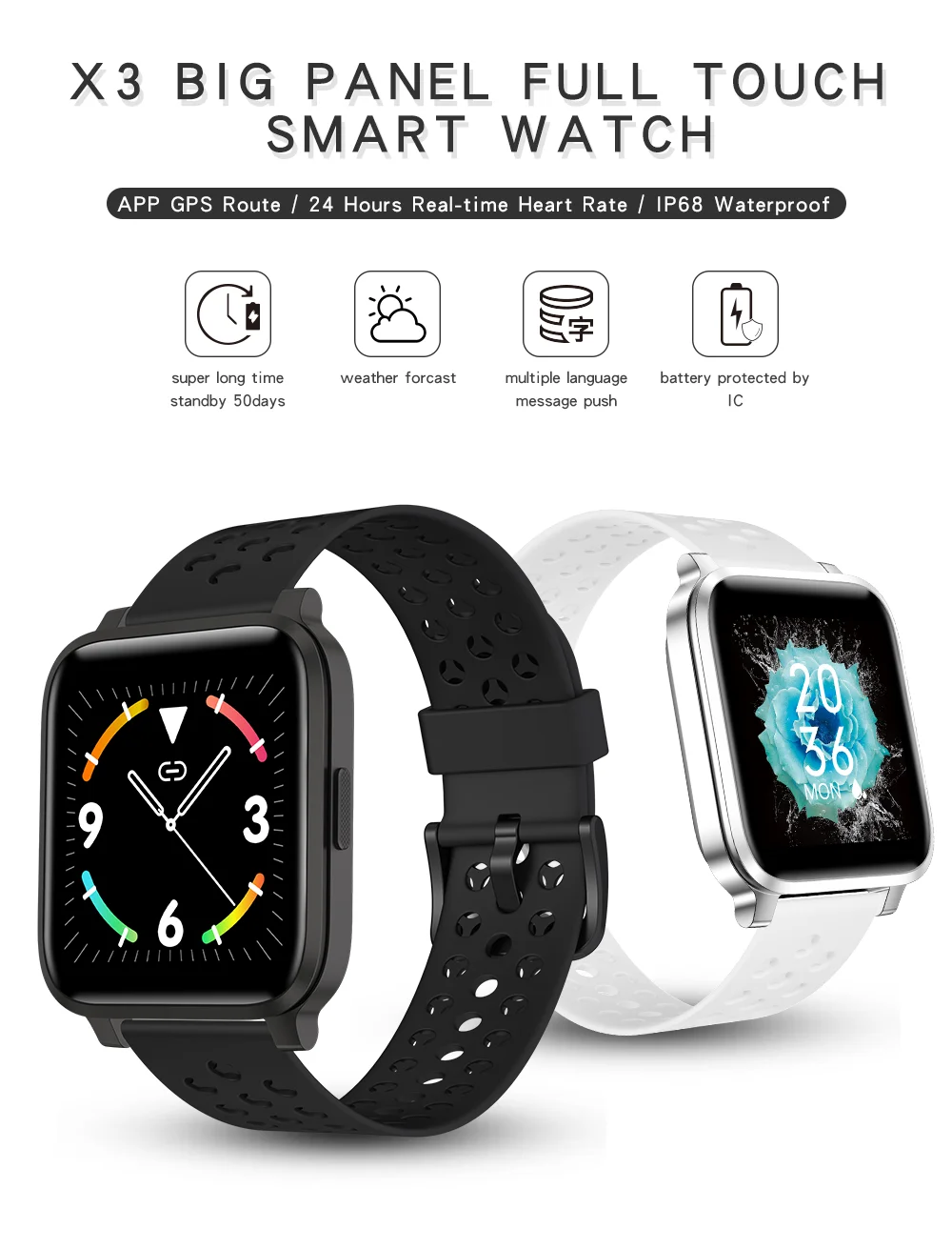 Лучший подарок для вашего возлюбленного умные наручные часы с большой панелью