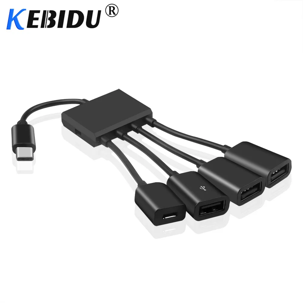 Кабель зарядный Kebidu OTG с 4 портами USB Type-C и Micro | Компьютеры офис