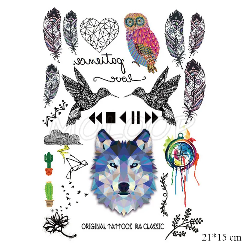

Temporary Tattoo sticker animal totem pattern dragonfly letter plant hand comma tatto fake tatoo big size for kid girl men women