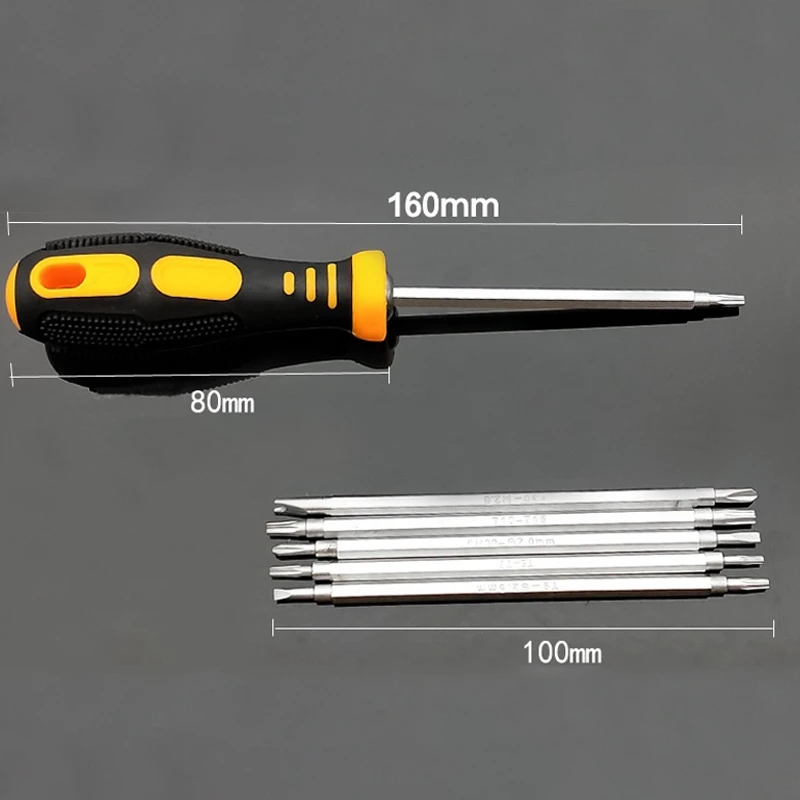 

Screwdriver Kit, 7PCS Precision Flat Head Pentagonal and Y-Shaped Screwdriver Tools with 12 Heads of Different Sizes