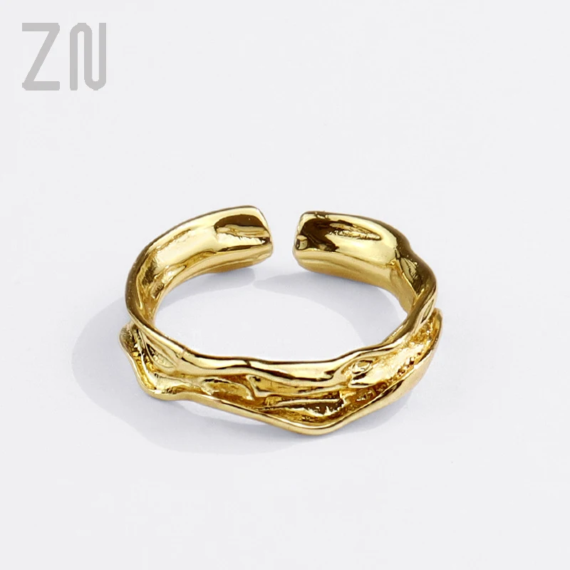 

ZN Europe and America irregular Metal Ring Fashion Jewelry Gifts Temperament Luxury Opening Adjustable Finger Rings for Women