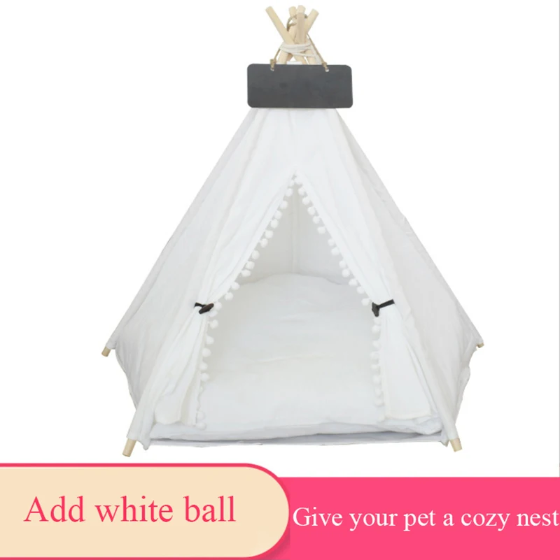 

Pet Tent Dog House Cat Bed Portable Teepee With Thick Cushion Puppy Cat Dog Indoor Outdoor Kennels Portable Teepee Cave With Mat