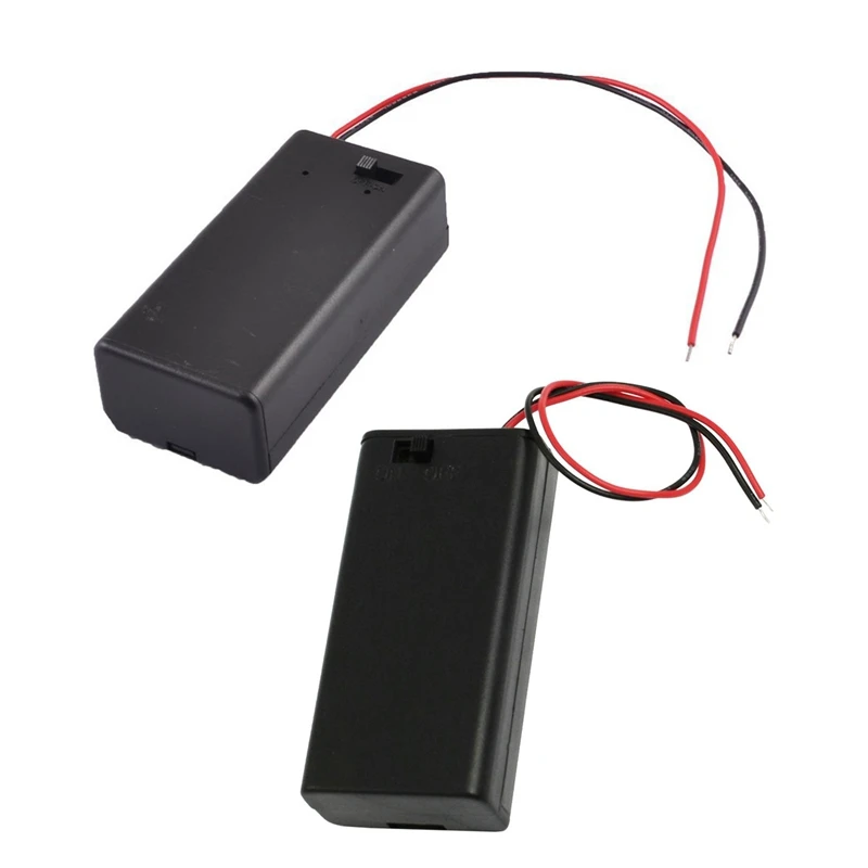 

2 Pcs Black Plastic Switch Battery Holder Case :1 Pcs 2X1.5V AA Battery Wire Lead Cell Case & 1 Pcs Storage Pair SBH-9V Batterie