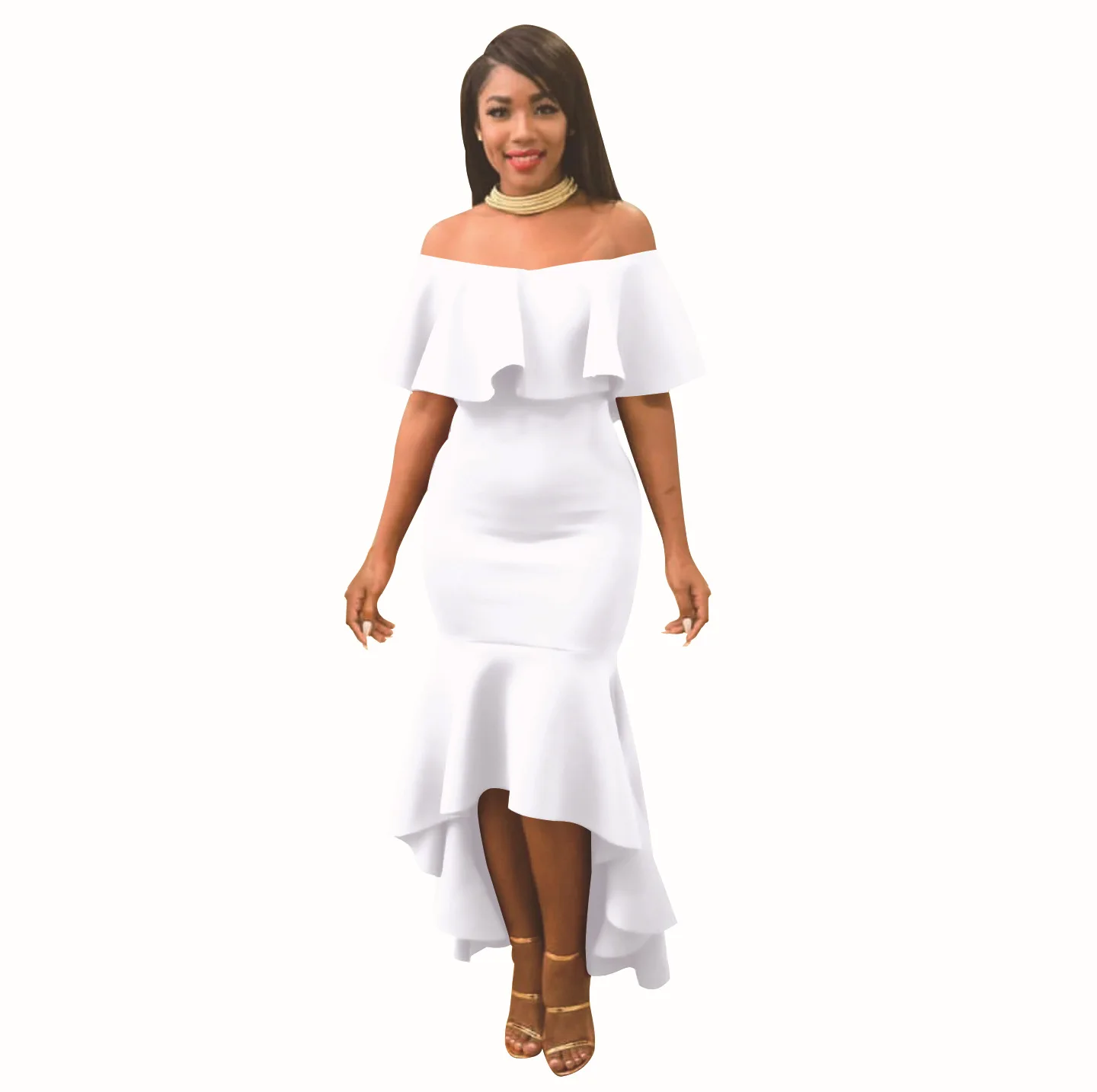 Многослойное платье с волнистым соединением в европейском и американском стиле