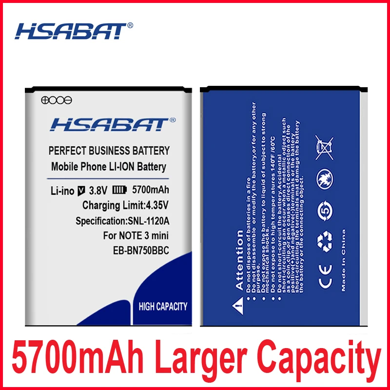 Аккумулятор HSABAT 5700 мАч для Samsung Galaxy Note III Neo N7505 N750 note 3 mini N7502 neo N7506V N7508V|battery for