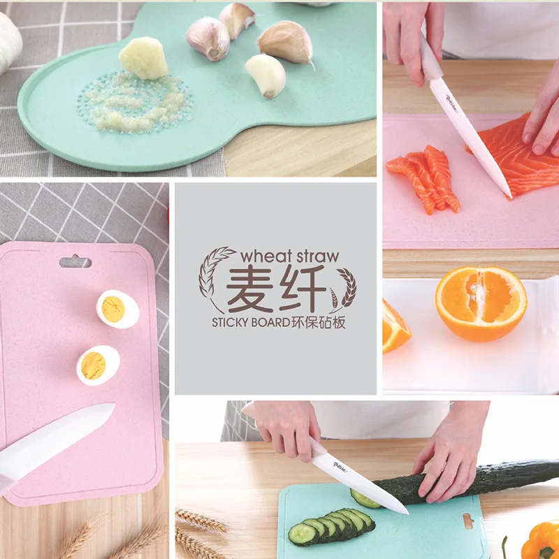 

Wheat Straw Chopping Board Two-Piece Nordic Double-Sided Cutting Board Anti-slip Multifunctional Cutter Fruit Board Kitchen Supp