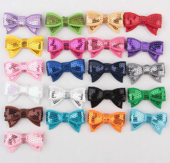 

10pcs/lot Solid Color Sequins Bow for Girls Headbands Hairpins Photography Props Bow DIY Materials Hair Accessories for Woman