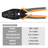iwiss iws 1442l crimper plier for crimping 30awg to 14awg open barrel and connectors from molexte ampjstfor rc carfpv drone