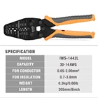 IWS-1442L щипцы IWISS для обжима 30AWG до 14AWG с открытым цилиндром и разъемами от Molex,TE AMP,JST, для радиоуправляемых машинок, FPV дронов