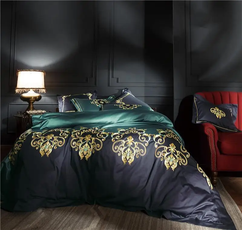 

100S Egyptian cotton Luxury Oriental Embroidery Bedding Set Queen King Size 4/6 Pcs Bed sheet set Duvet cover Pillowcases