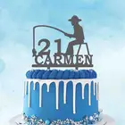 Персонализированный рыболовный Топпер для торта с именем на заказ, мужской рыболовный силуэт для любителей рыбалки, украшение для торта на день рождения