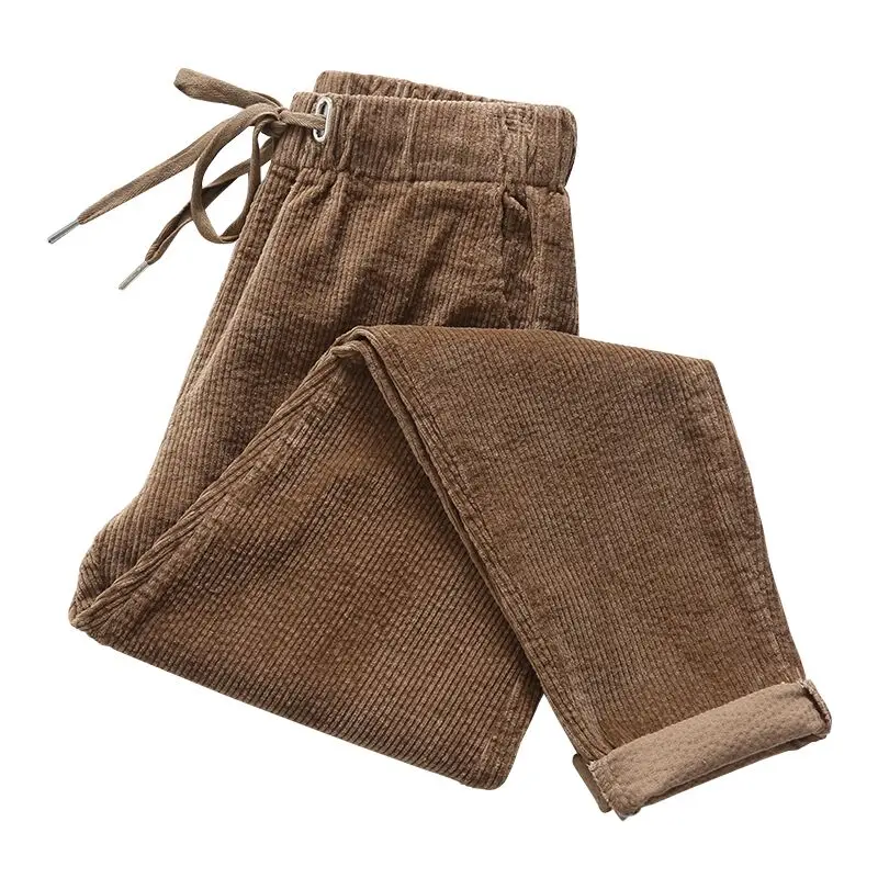 Бежевые вельветовые брюки женские весна и осень Новый Свободный женский