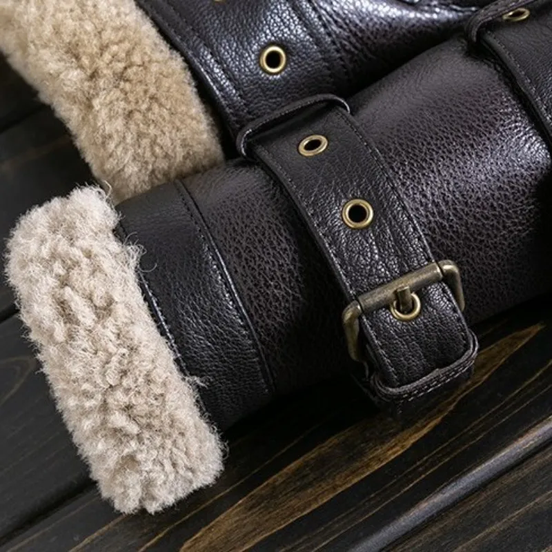 

Women Genuine Winter Leather Wool Liner Warm Motorcycle Jacket Fashion Shearling Real Fur Sheepskin Coat Female bomber Jacket