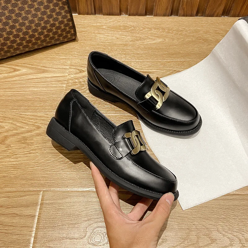 

Round Toe Shallow Mouth Shoes Woman 2020 Oxfords All-Match Casual Female Sneakers Loafers With Fur Flats New Summer Big Size