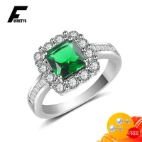 classic rings 925 silver jewelry square emerald zircon gemstones finger ring for women wedding engagement party gift accessories