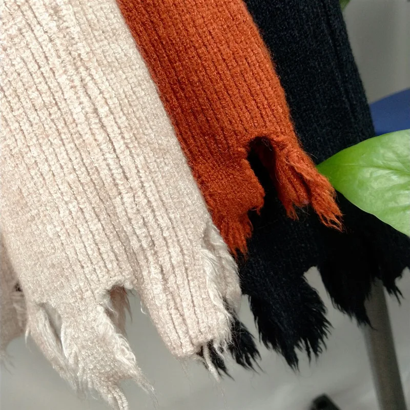 2019 с дырками и высокой талией женские вязаные трапециевидные длинные юбки Ретро