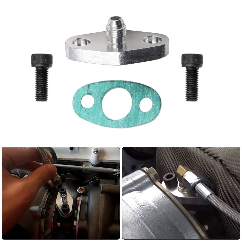 

Turbo Oil Feed Line Flange Gasket 4AN 4 AN Fitting Adapter For T3 T4 T04E GT42 Automobile Durable Fuel Supply Pipe Gasket
