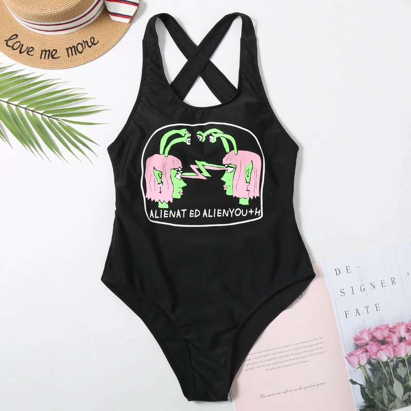 

Flamingos Swimsuit 2020 Mujer One-Piece Cross Open Back Women Swimwear Sexy Bodysuit Monokini Push Up Swimming Suit Beach Wear