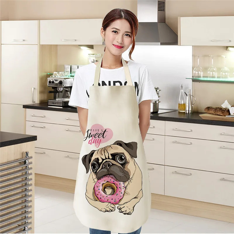 Кухонные фартуки с мультяшным принтом собаки хлопковые льняные домашние