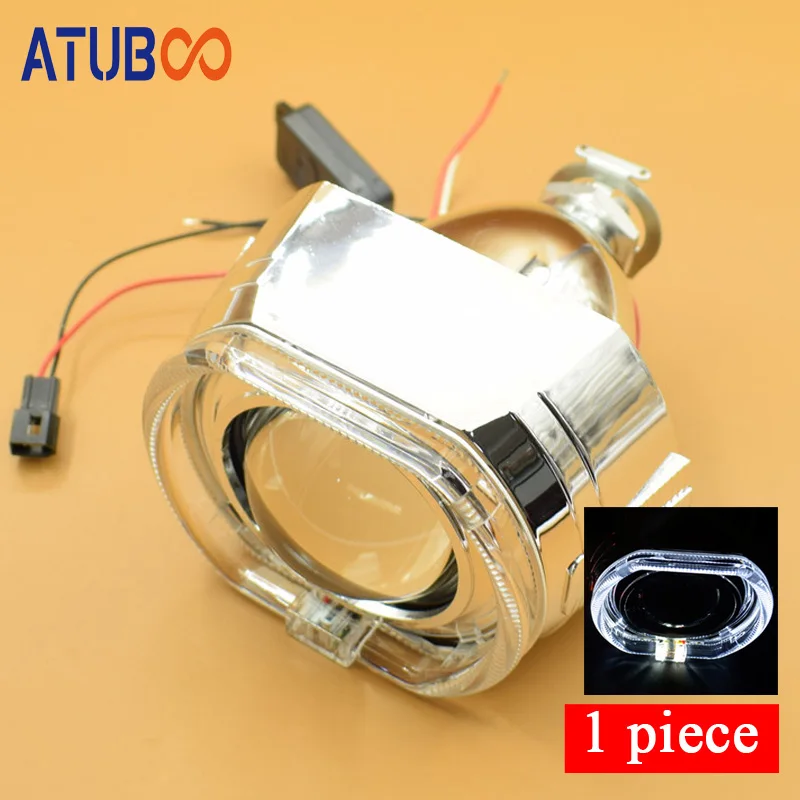 1 piece (white) 2," Мини Hid объектив проектора с квадратным кожухом глаза ангела с помощью H1 лампы для стайлинга автомобиля H4 H7 фара проектора - Цвет: 1 piece (white)