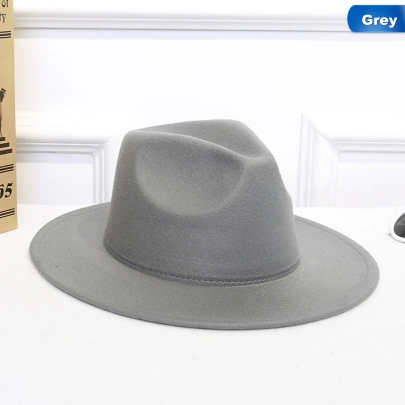 

2021 British Style Vintage Church Hats Lady Flat Brim Fedoras Autumn Winter Womens Felt Hat Fedoras Big Brim Hats For Women
