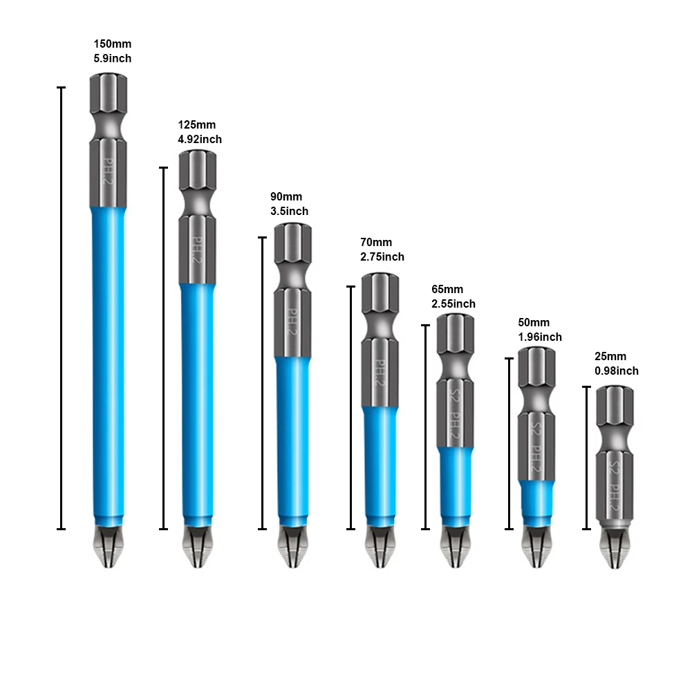 

7pcs/set 25-150mm Home Cross Single Alloy Steel Multipurpose With Magnetic PH2 Screwdriver Drill Bit Anti-slip Hand Tools
