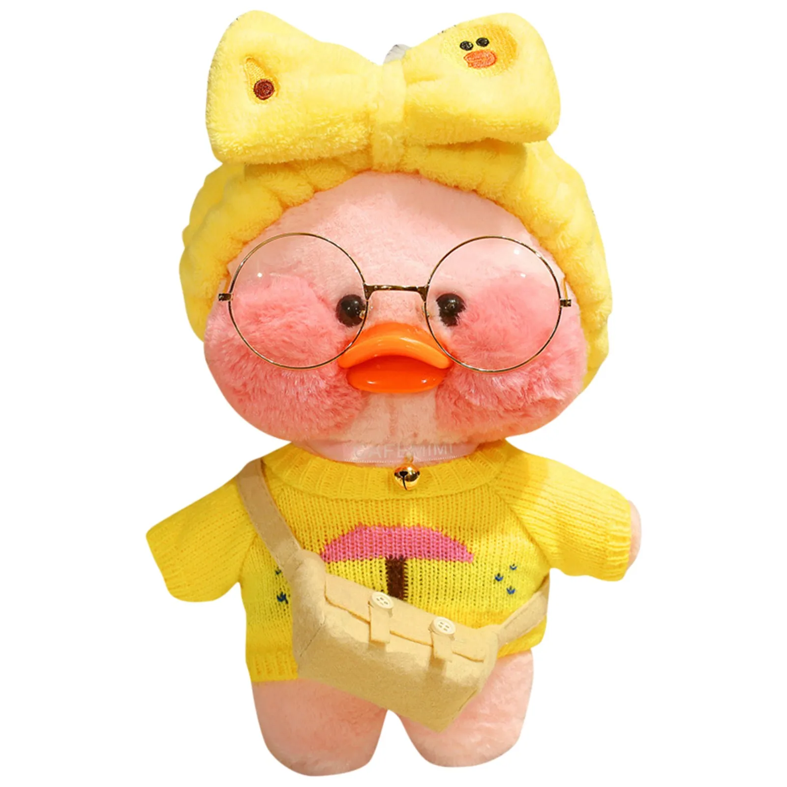 

Розовая плюшевая игрушка LaLafanfan Kawaii Cafe Mimi желтая утка, 30 см, милая мягкая кукла, мягкие куклы-животные, детские игрушки, подарок на день рожден...