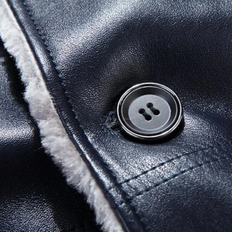 Winter New Fashion Mens Jackets Man Fur Lining Sheepskin Genuine Leather Jacket Warm Jaqueta Couro Masculino Size | Мужская одежда