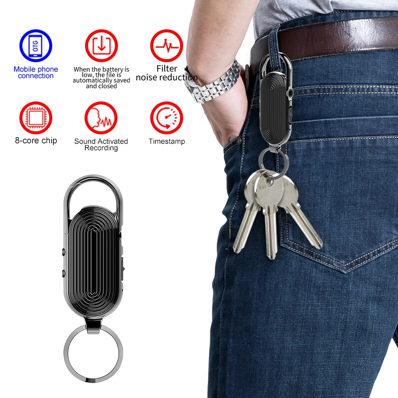 

Mini voice activated recorder digital recording listening device sound professional dictaphone audio micro small keychain player