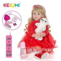 keiumi new 24 inch fantasy silicone vinyl reborn baby girl doll gold curls ethnic reborn boneca with free 2 pcs clothes set