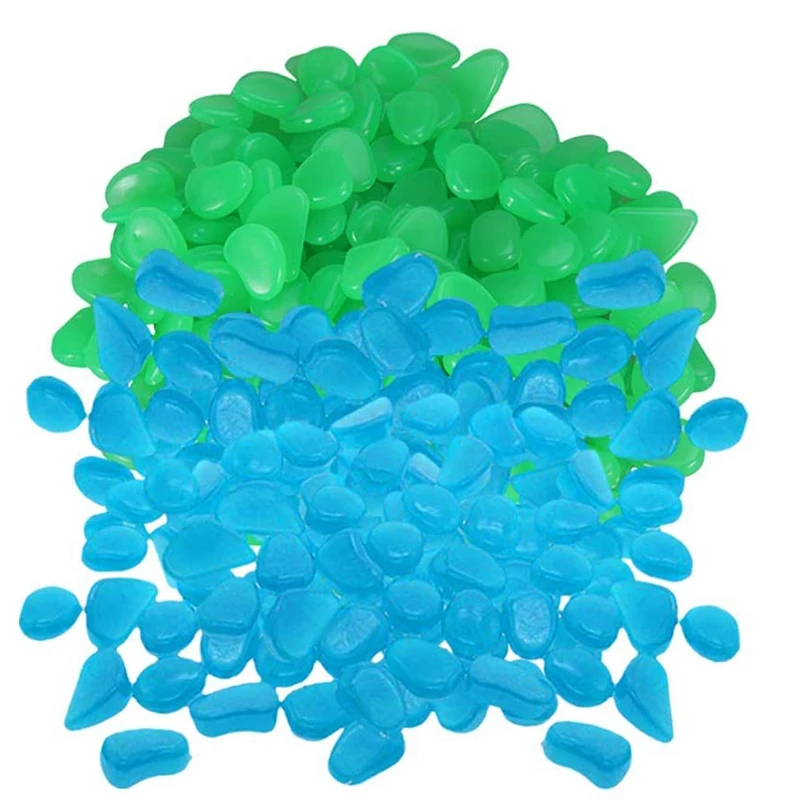 

400 Pcs Glowing Pebbles Glow In The Dark Stones Rocks Luminous Cobblestones Or Garden Walkways Decoration (Blue Green)
