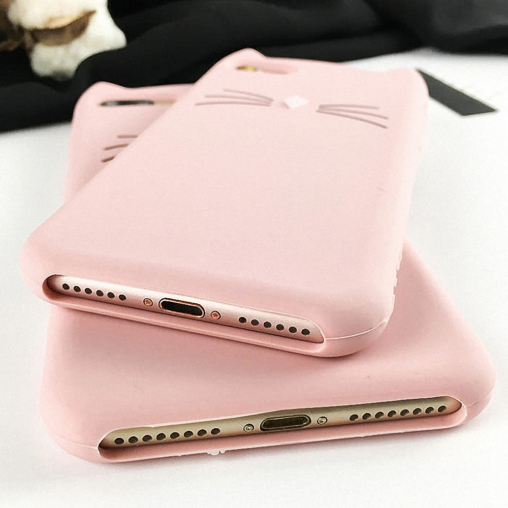 Милый 3D кошачий силиконовый резиновый чехол для телефона Apple iPhone Xr X Xs Max 7 Plus 6 6S 8