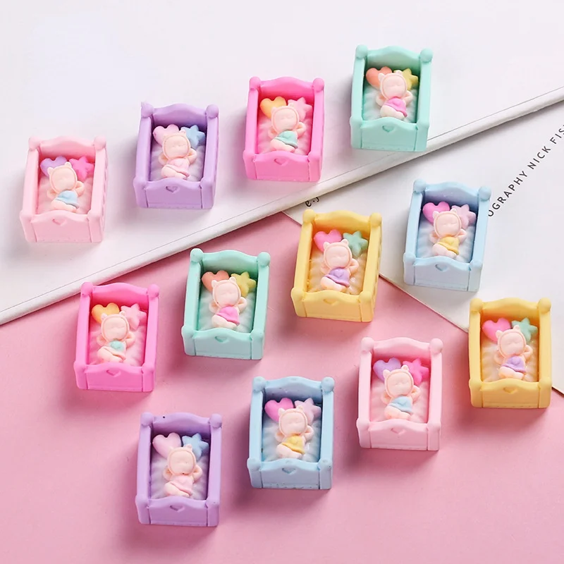 

20 шт./компл., мультяшная милая детская кровать, имитация крема, клей, фотооболочка, смола, ювелирные изделия, маленькие аксессуары, DIY материа...