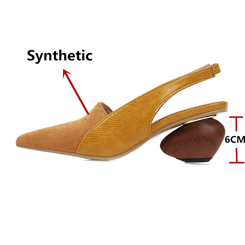 Женские туфли без задника FEDONAS черные с острым носком на необычном каблуке