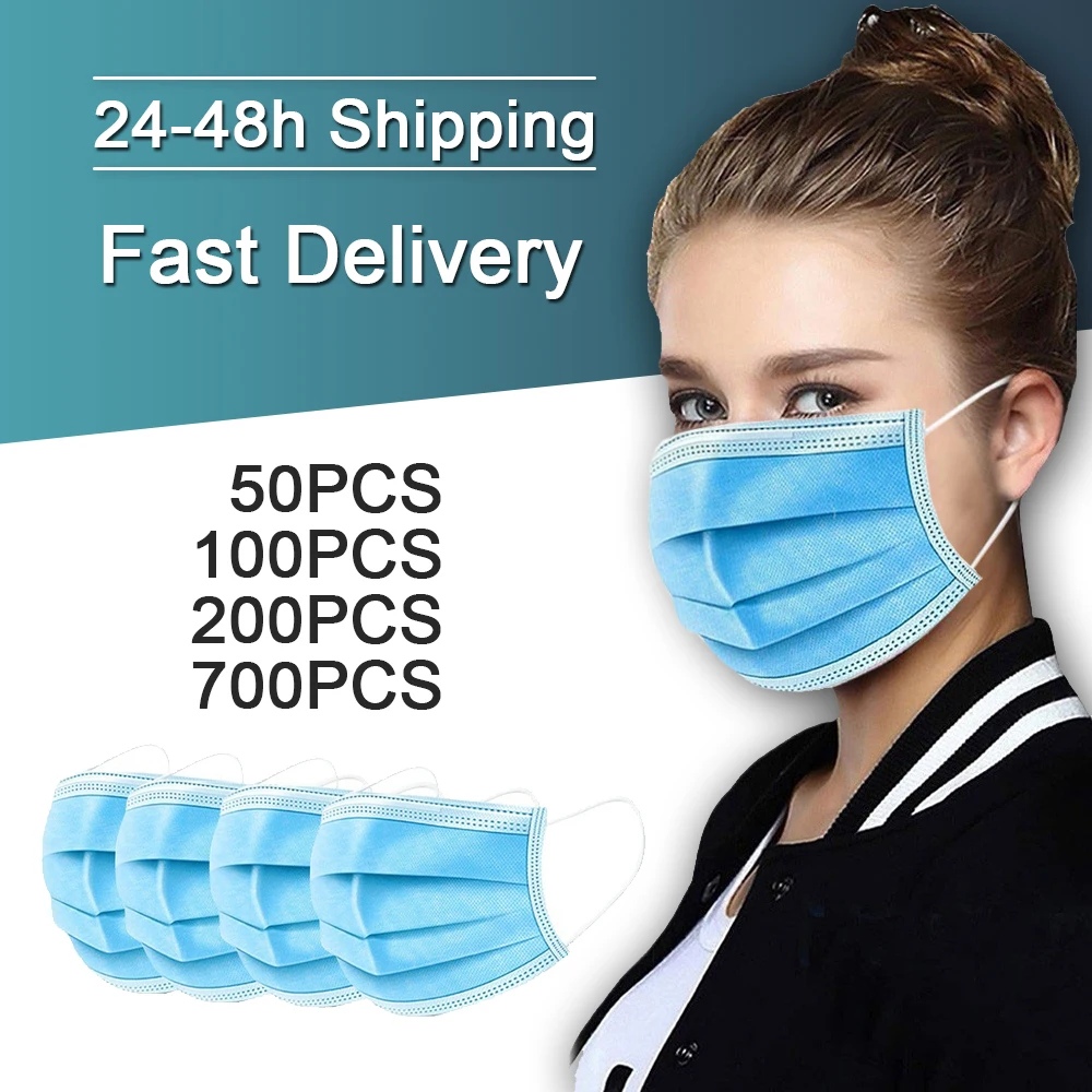 

Fast Delivery Wholesale 700pcs Face Mask Disposable with Earloops 3-Layer Design Dust Particle masque facial jetable mascarilla