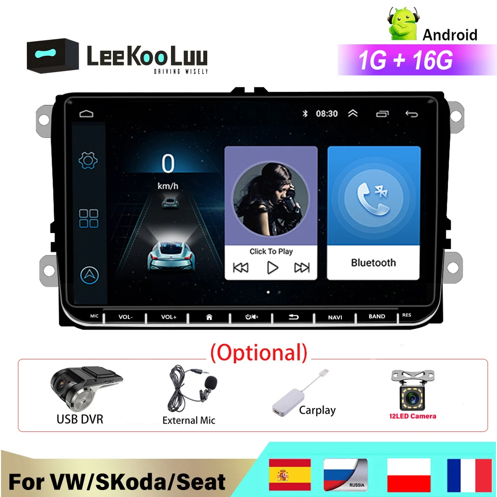 Навигатор LeeKooLuu для автомобилей автомагнитола 9 дюймов на платформе Android с GPS