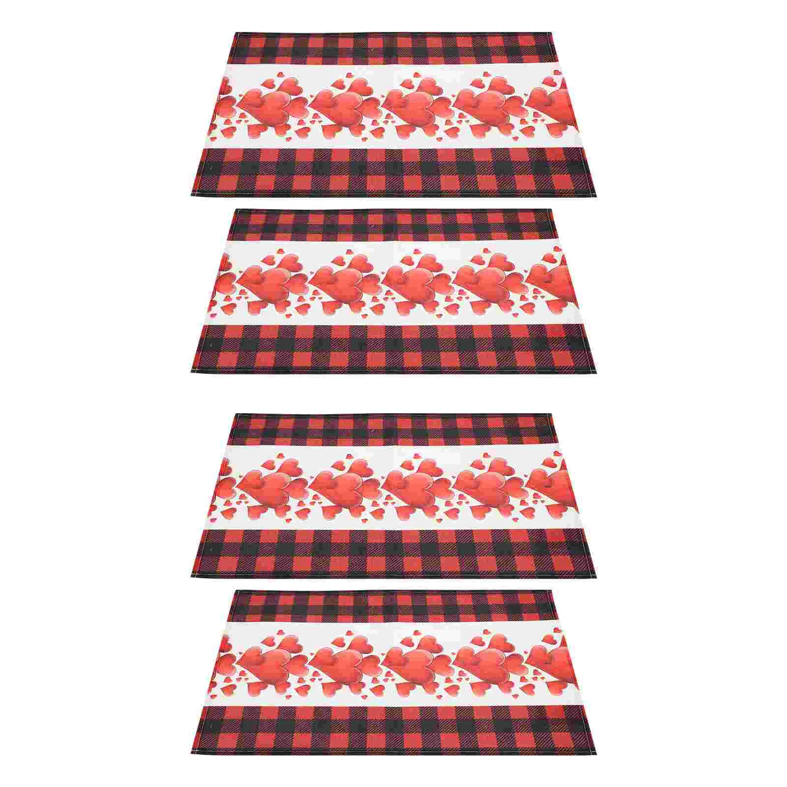 

4Pcs Valentine's Placemats Heart Pattern Table Mats Washable Table Mat for Party