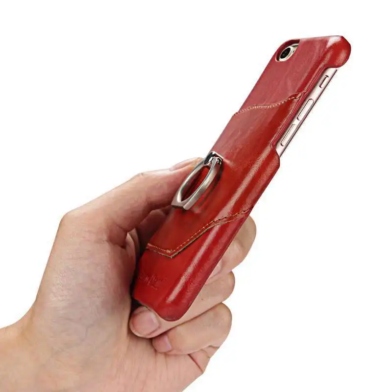 

For Apple IPhone 8 Case 8 Plus Genuine Leather Stand Cover for IPhone 7 Case 7 Plus Funda 6 6S Case with Finger Ring Kickstand